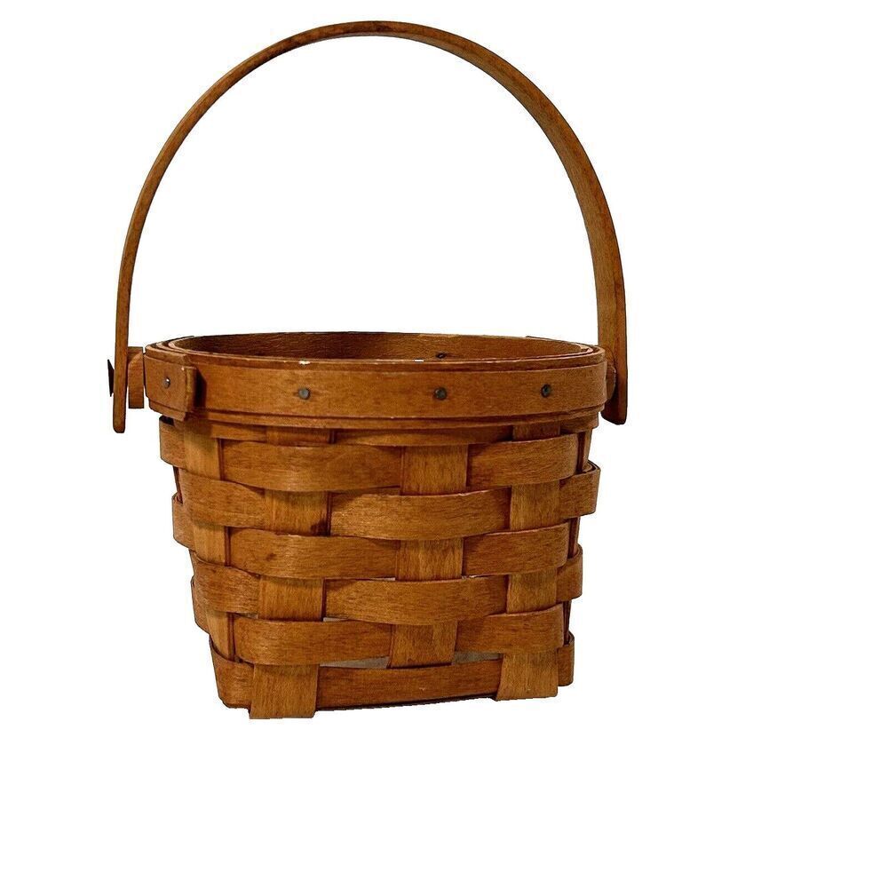 Vintage Longaberger 5" Measuring Basket w/Plastic Liner 1991 Handle Country Farm